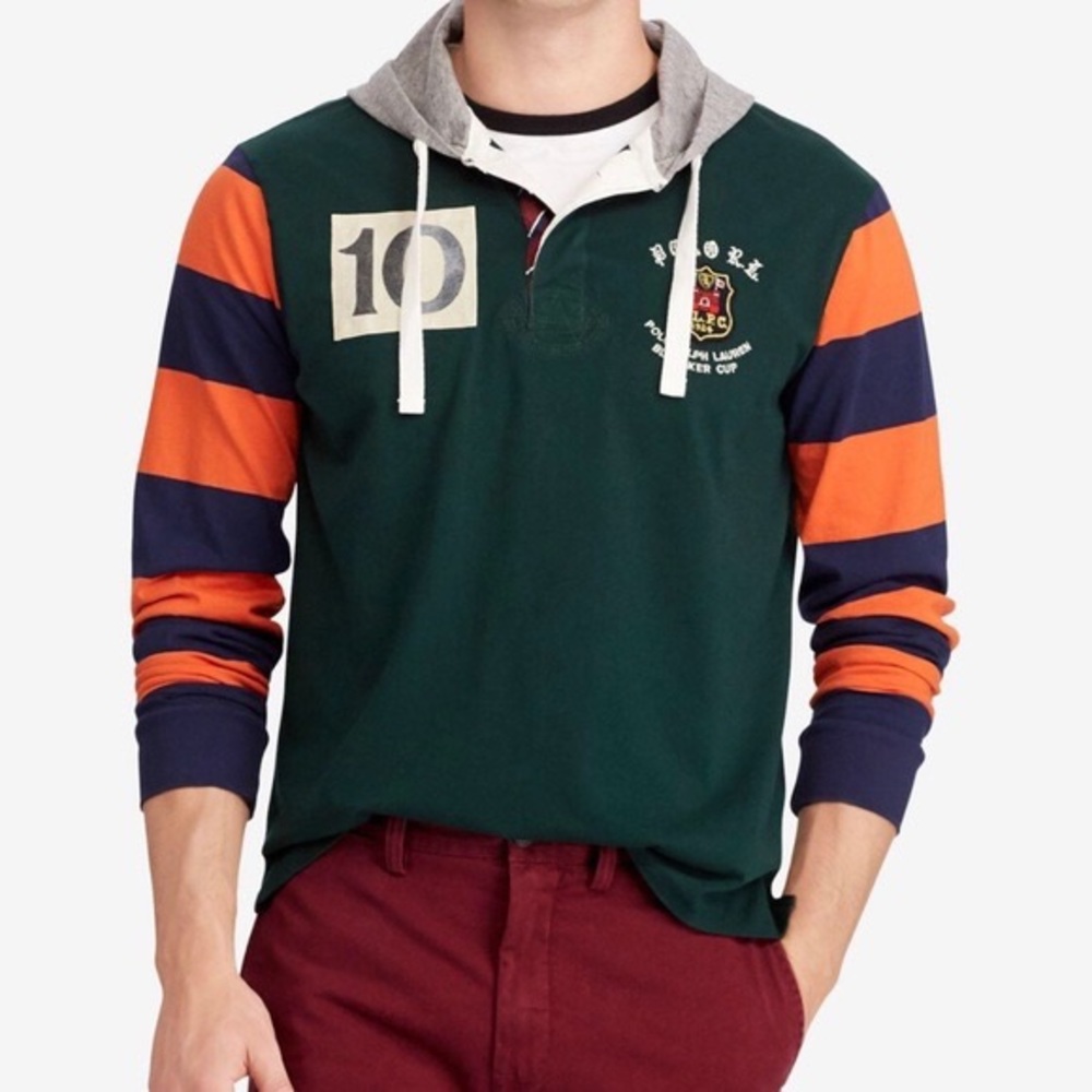Polo Ralph Lauren Men’s 90s Old School Rugby Team Jersey Sweatshirt With Hood